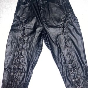 Lace up leather pants